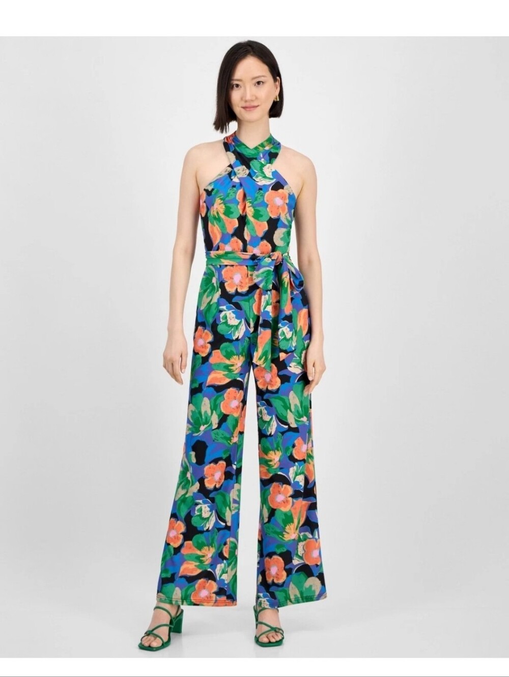 Tahari ASL Petite NWT Floral Wide Leg Jumpsuit Size 2P $149 Cocktail